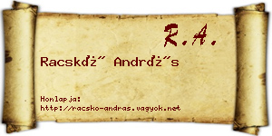 Racskó András névjegykártya