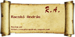 Racskó András névjegykártya